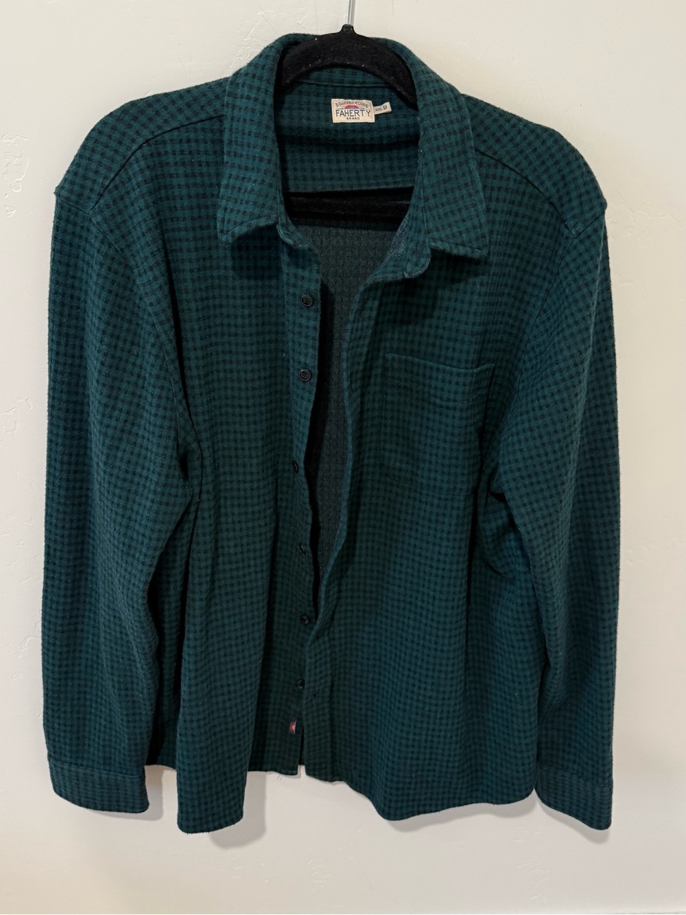 Faherty Teal Gingham Green Men's Button-Up Shirt XXL Fall Autumn Casual Plaid